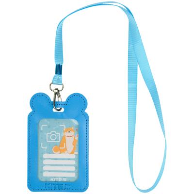 Бейдж на шнурке вертикальный, голубой