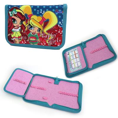 Пенал без наповнення, 1 відділення і 1 відворот. "Happy girls", всередині кольоровий фон + роз., JO-19193