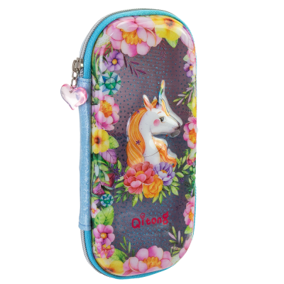 Пенал Cool4School с окошком на 1 отделение на молнии с органайзером, голубой, QT-5751-Blue