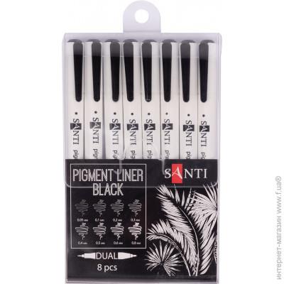 Набір лінерів Santi 8 шт, пігментні, двосторонні, чорні (1/36)