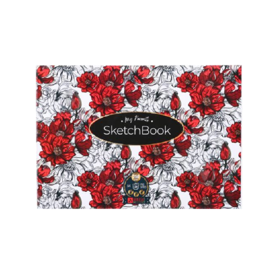 Скетчбук клеєний А4 28арк, м'як.обкл, біл.блок 250г, 1В2054, Квіти,1/20