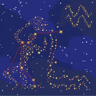 Набір для розпису по номерах. Фарба "металік" Зоряний знак "Водолій", 50*50 см (1)