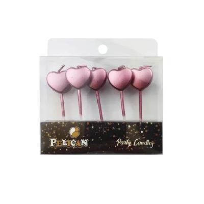 Набор свечей для торта "СЕРДЦА"  РОЗОВОЕ ЗОЛОТО 5 шт/уп