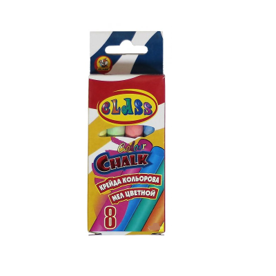 Крейда кольорова кругла,8 шт.(4кол*2шт), 10*82мм, 7609 CLASS (24/288)