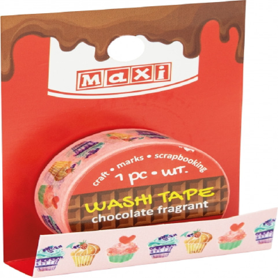 Стрічка декоративна з принтом 15мм*3м. З ароматом шоколаду