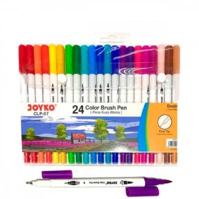 Фломастеры двусторонние (кисточка / Апполинер) 24 цвета, CLP-07 ТМ "Joyko"