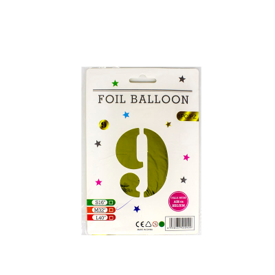 Кульки повітряні, фольговані, золото, 32", цифри, 9,   1шт./уп. Імп (1/20/500)