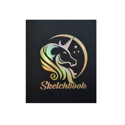 Блокнот для эскизов (А), 24арк, А5, черный, 1B1701 Единорог, 1/40