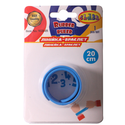 Лінійка - браслет, 20см, пластик, блакит.кол., 9028-05, CLASS (1/20/400)
