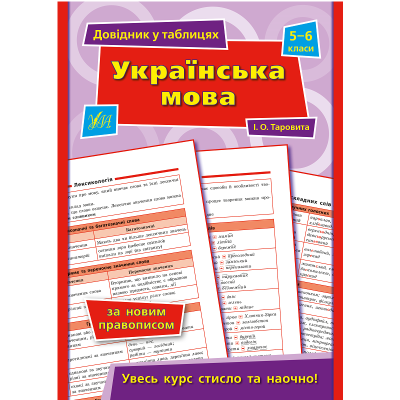 Книга Справочник в таблицях.Украинська речь. 5-6 классы, 32 страницы, 21793