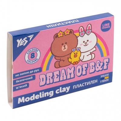 Пластилін YES, 8 кольорів, 160г "Line Friends", 540631 (1/66)