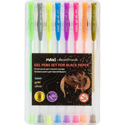 Набір гелевих ручок для чорного паперу, 6 неонових кольорів + золото та срібло (1/12/144)