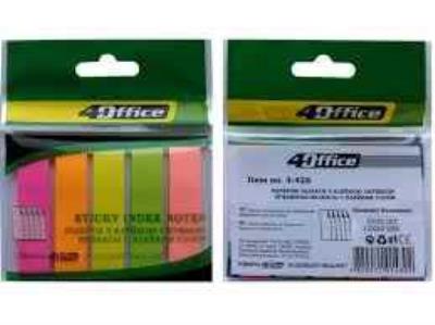 Разделители, 12х50 мм, 5 цветов по 30 листов, бумажные., неон, 4-428, 4Office (1/50/2000)