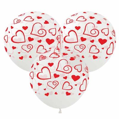 Шарики Pelican 12 (30см) "Сердечки красные" 10шт.