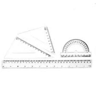 Лінійки пласт. у комплекті 4 шт. (лінійка 30см, транспортир, косинець 2шт.) кол. прозор арт. VR11050 VGR