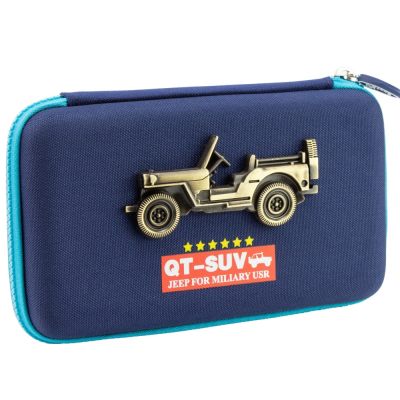 Пенал Cool4School з металевою аплікацією, 1 відділення на блискавці, QT-5795-Royal Blue