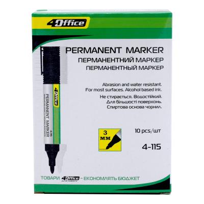 Маркер пермантний 1-3мм, чорний  4-115, 4Office (1/10)