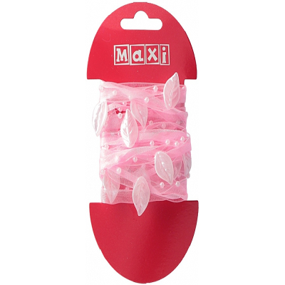 Стрічка для декору з листочками та намистинками, 2м