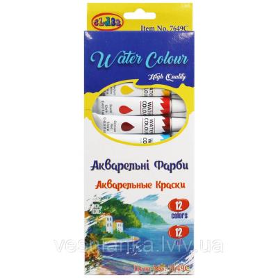 Краски акварельные, 12цв. в тюбиках по 12мл., 7649C, CLASS