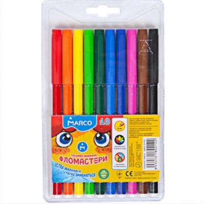 Фломастеры 10 цветов, Super Washable, 1690-10, ТМ "Marco"