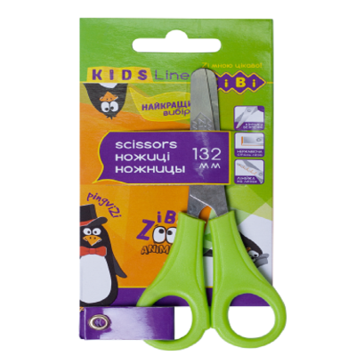 Ножиці  дитячі 132мм з лінійкою, салатовий (1/24)