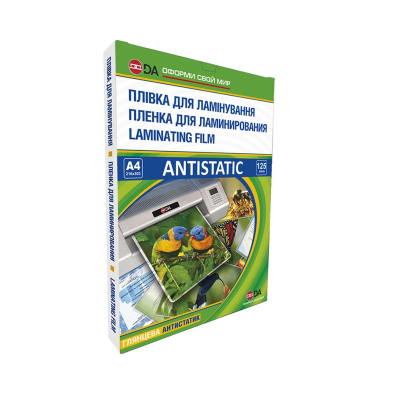 Пленка для ламинирования ТМ "DA" глянцевая, А4, размер 216 х 303 мм, плотность 125 мкм, 11201011209YA