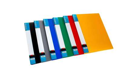 Папка-скоросшиватель пластиковая Knopka, CLIP A,с пруж.мех.,с двумя карманами, фактура "апельсин", серая