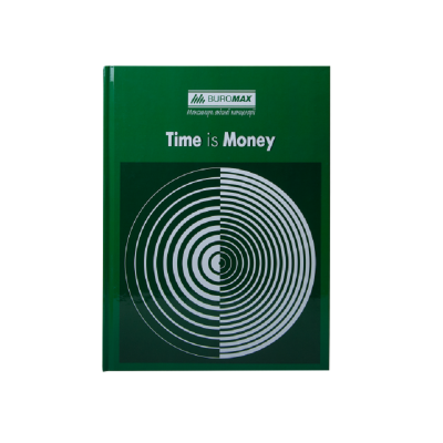Книга обліку "TIME IS MONEY" 96 аркушів, клітинка, офсет, (тверда ламінована обкладинка), А4, зелений (1/8)