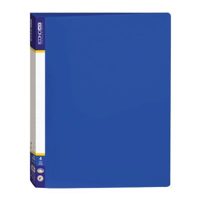 Папка пластикова А4, на  4 кільця з двома карманцями синя (1/10)