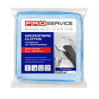 Серветки для прибирання  мікрофібра, для скла, PRO,  5 шт/уп. (1)