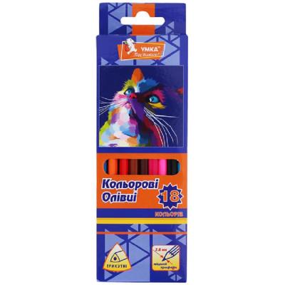 Олівці кольорові, 18 кол., трикутн., "Фауна", ЦК47-21,УМКА (8/160)