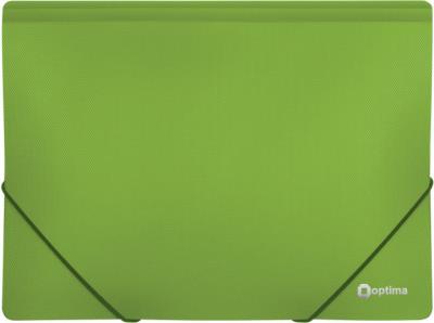 Папка пластиковая А4 на резинках Optima, двухцветная.салатовая