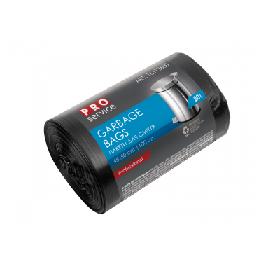 PRO Пакет для сміття поліетиленовий, чорний ХД, 20л/100шт