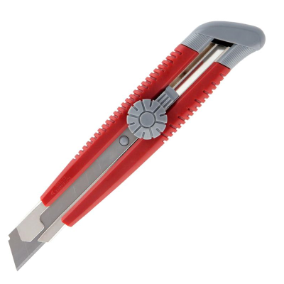 Ніж канцелярський, металеві направляючi, 18 мм, гвинт. фіксатор, 6604-A, (1/12/144)