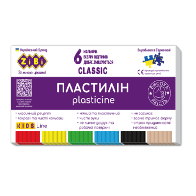 Пластилин CLASSIC 6 цветов, 120г, KIDS Line