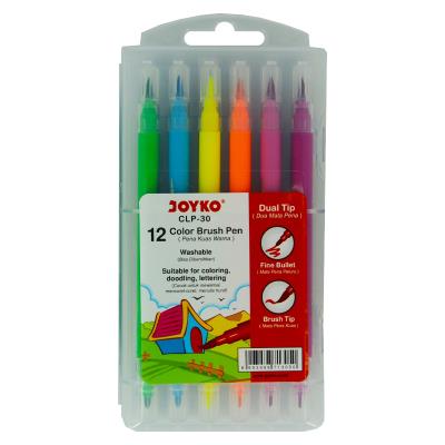 Фломастери двосторонні (пензлик/фломастер) 12 кольорів, CLP-30,ТМ" Joyko" (1/24/144)
