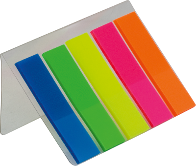 Закладки пласт. з клейким шаром NEON 45x12мм, 5х20арк., JOBMAX, асорті (1/24/576)