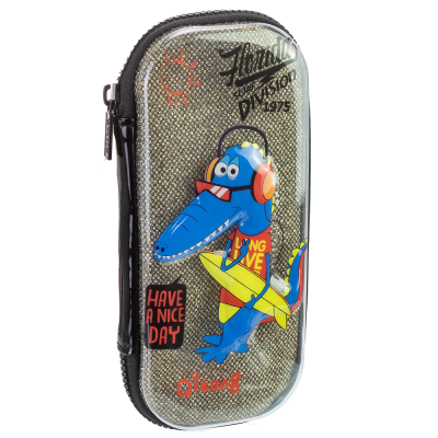 Пенал Cool4School блискучий на 1 відділення на блискавці з органайзером, чорний, QT-5780-Black