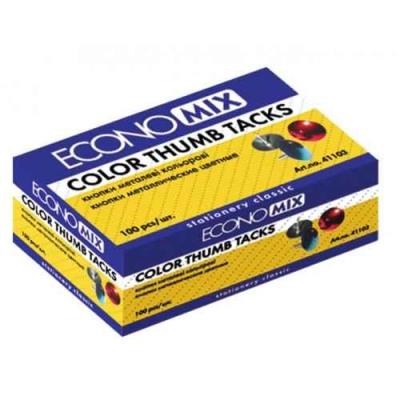 Кнопки металлические Economix 41103, цветные, 100 шт.