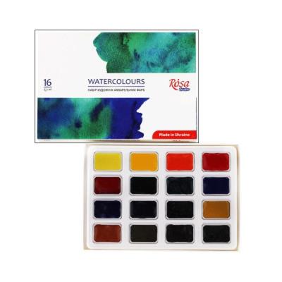 Набір акварельних фарб 16*2,5мл, кювета, картон, ROSA Studio
