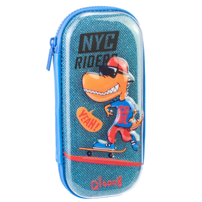 Пенал Cool4School блискучий на 1 відділення на блискавці з органайзером, синій, QT-5780-Blue