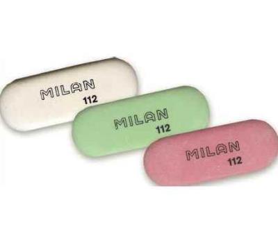 Гумка овальна "TM MILAN" 7,3*2,8*0,9см, mix (12/300)