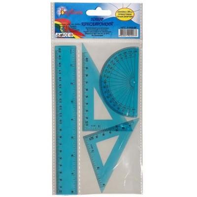 Набор(линейка-20см.+трикутн-12см,+транспортир) синий цв.пластик,9-602-06 КРАСОК