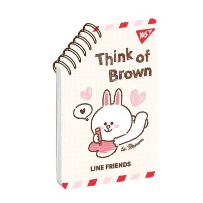 Блокнот YES 95х145 мм, 60 арк., подв. cпіраль "Line Friends" Think of Brown