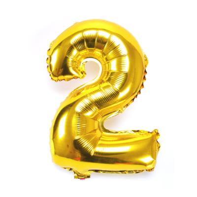 Шарики воздушные, фольгированные, золото, 40", цифры, 2, Имп.