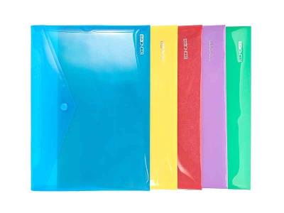 Папка-конверт на кнопке Economix 31302, В5, прозрачная, фактура "глянец", ассорти